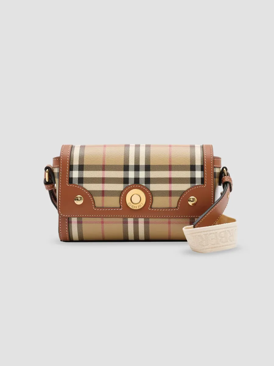 Note Mini Check Canvas & Leather Crossbody Bag by Burberry