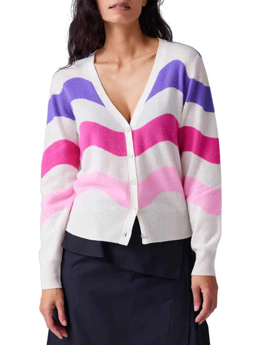 Multicolor Wave Cashmere Cardigan by COLORUSH