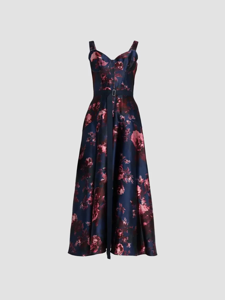 Floral Belted Midi Dress by Erdem