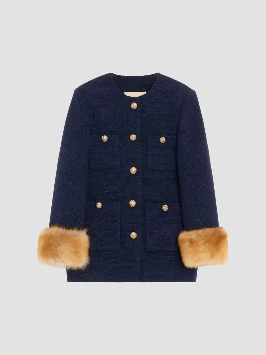 Caban in Plain Wool Tweed by Valentino