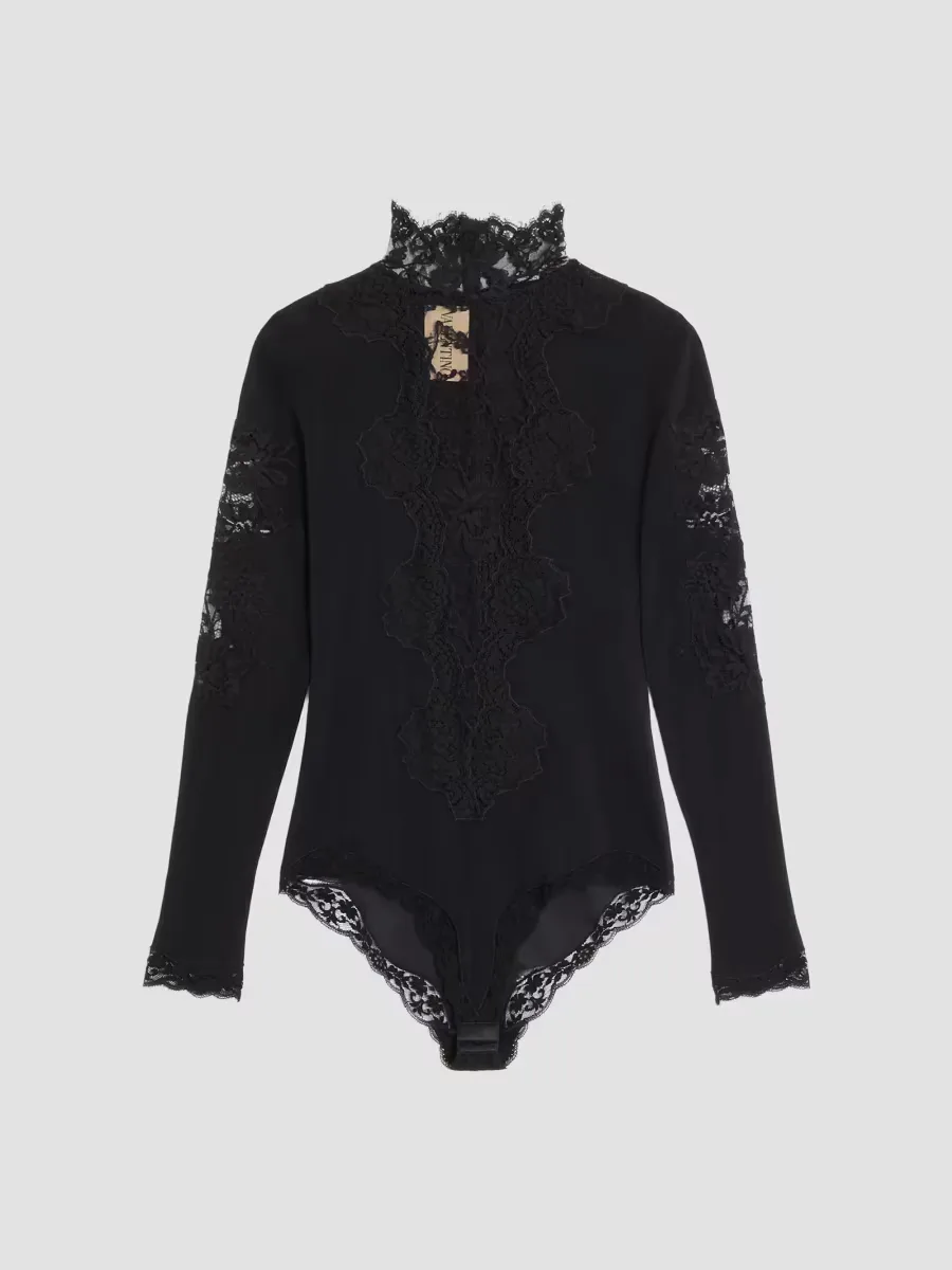 Jersey Bodysuit with Lace by Valentino