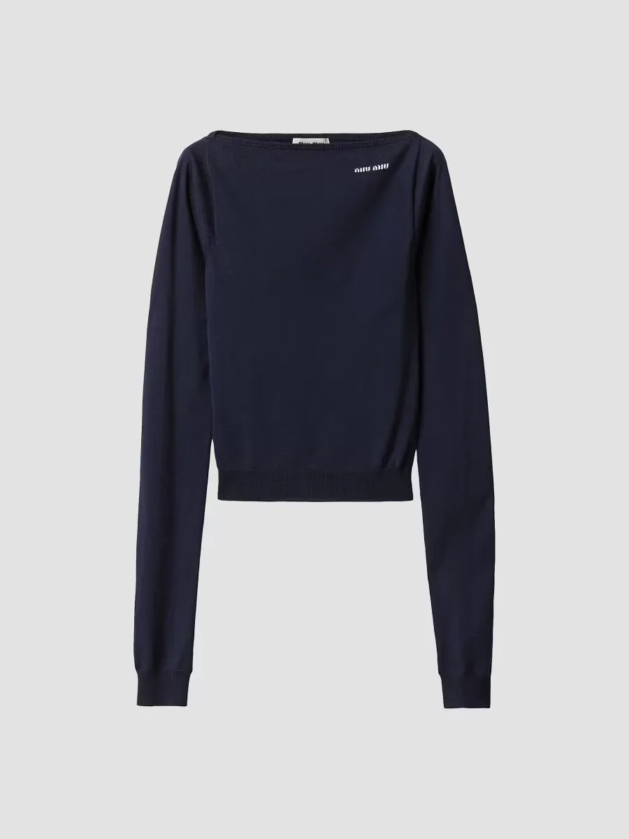 Wool Boat-Neck Sweater by Miu Miu
