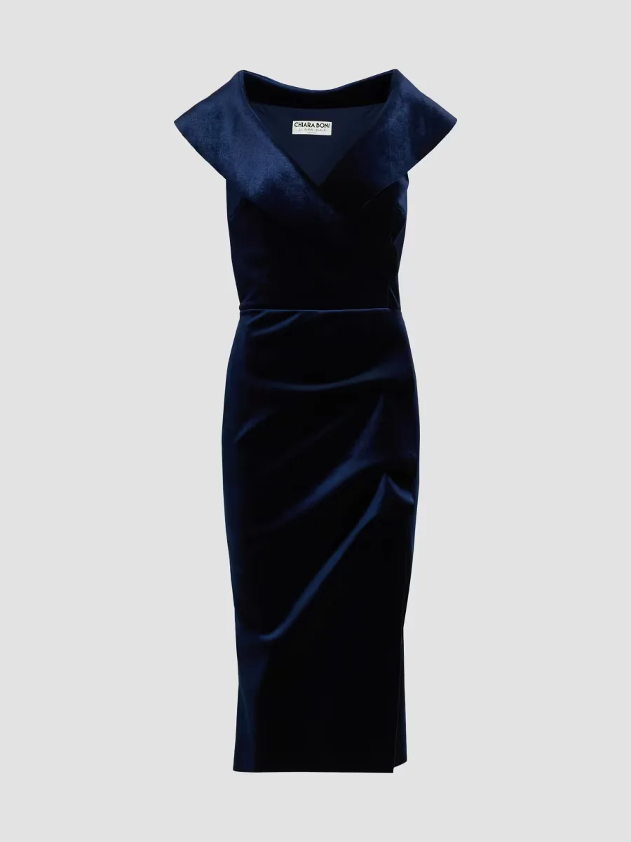 Fiy Ruched Velvet Cocktail Dress by Chiara Boni La Petite Robe