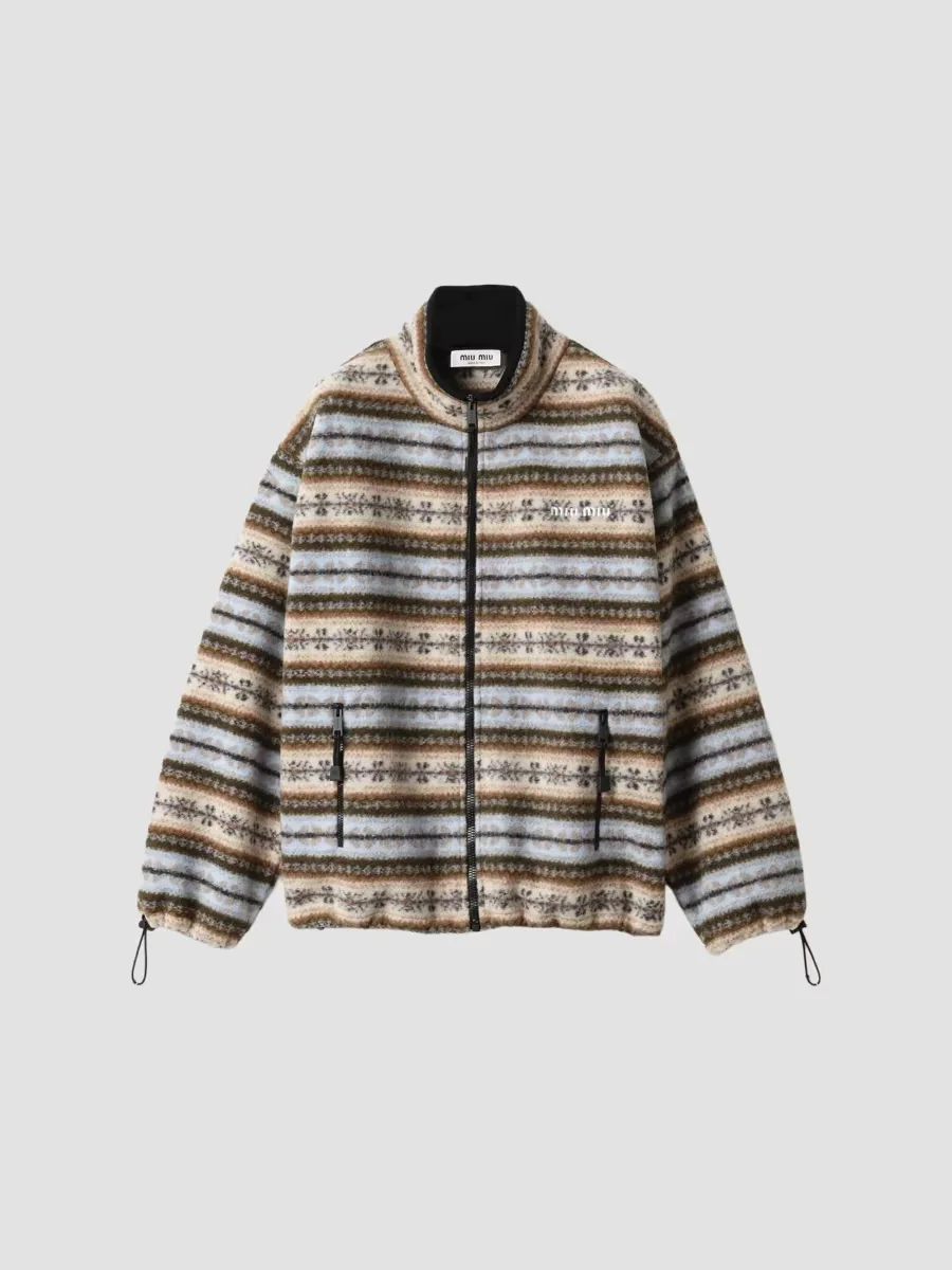 Cotton Fleece Zipper Jacket by Miu Miu