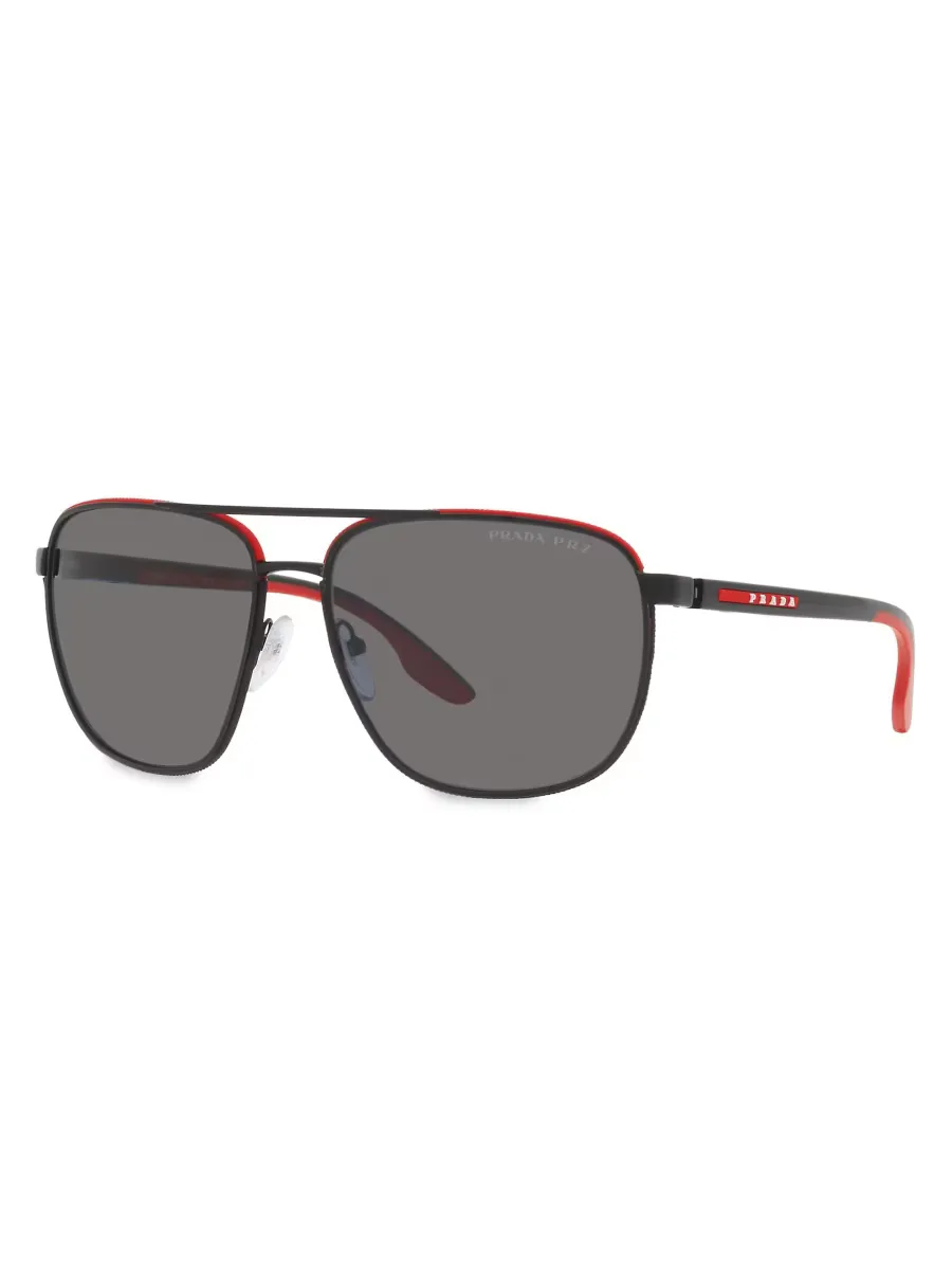 Prada Linea Rossa 62MM Metal Pilot Sunglasses by Prada