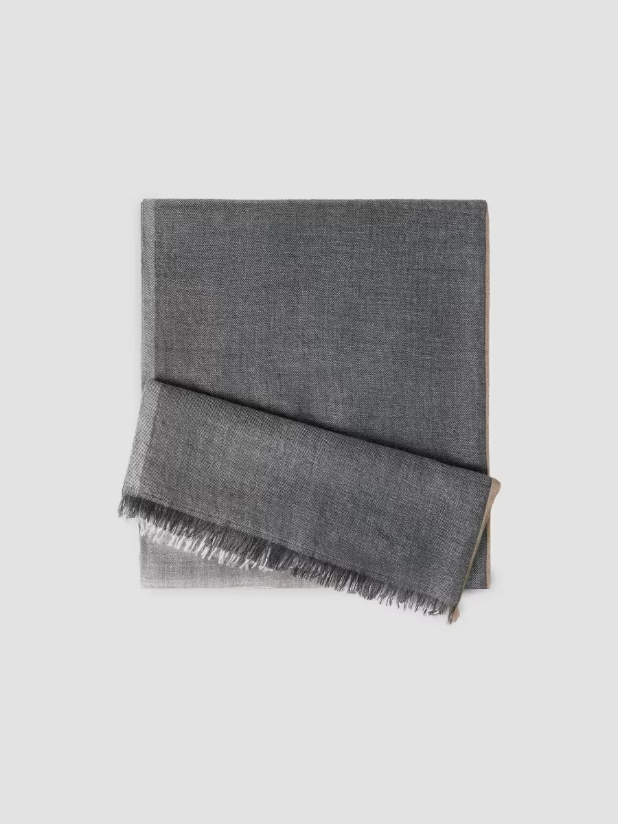 Cashmere and Silk Color Block Scarf by Brunello Cucinelli