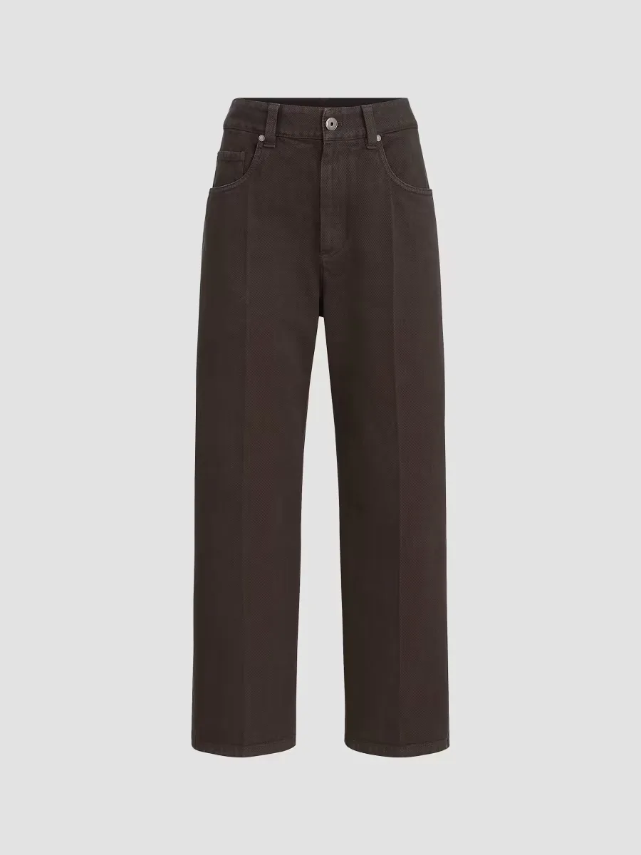 Dyed Denim Contemporary Square Jeans with Monili