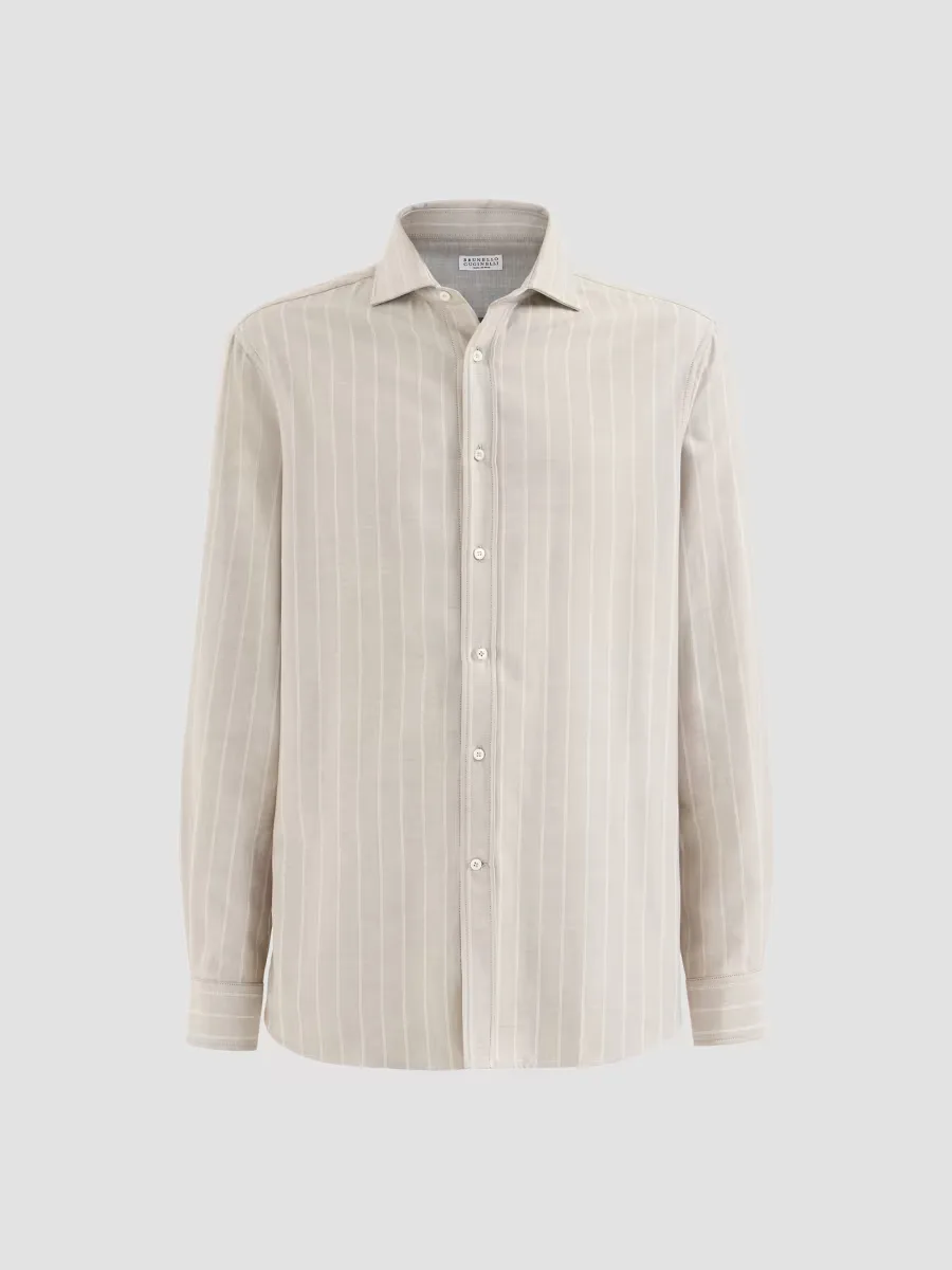 Lyocell and Cotton Chalk Stripe Flannel Shirt