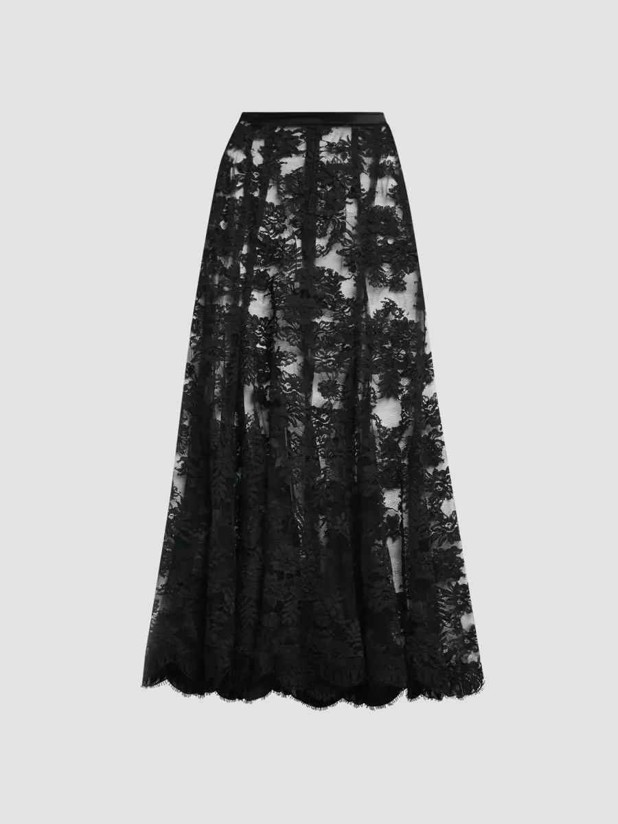 Pizzo Chantilly Midi Skirt by Dolce & Gabbana