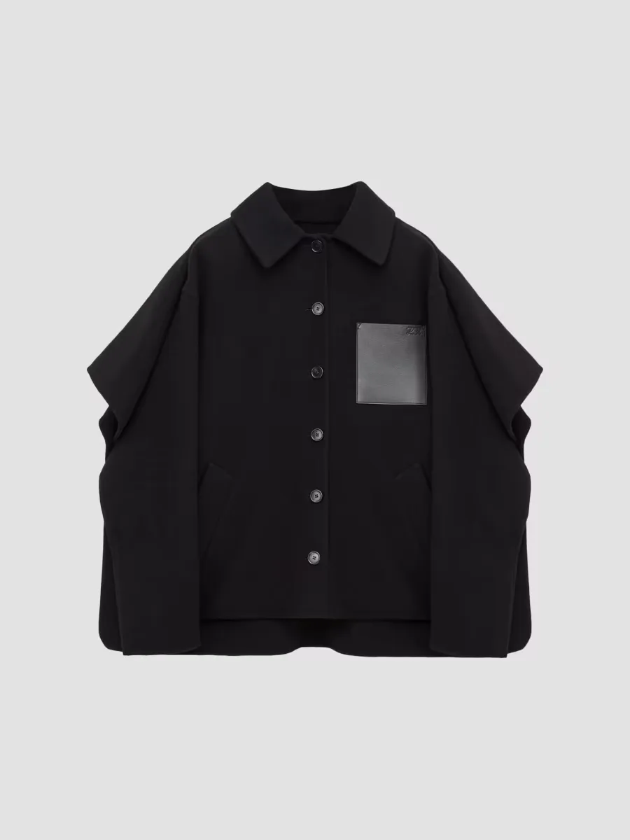 Wool-Blend Button-Front Cape Coat by LOEWE