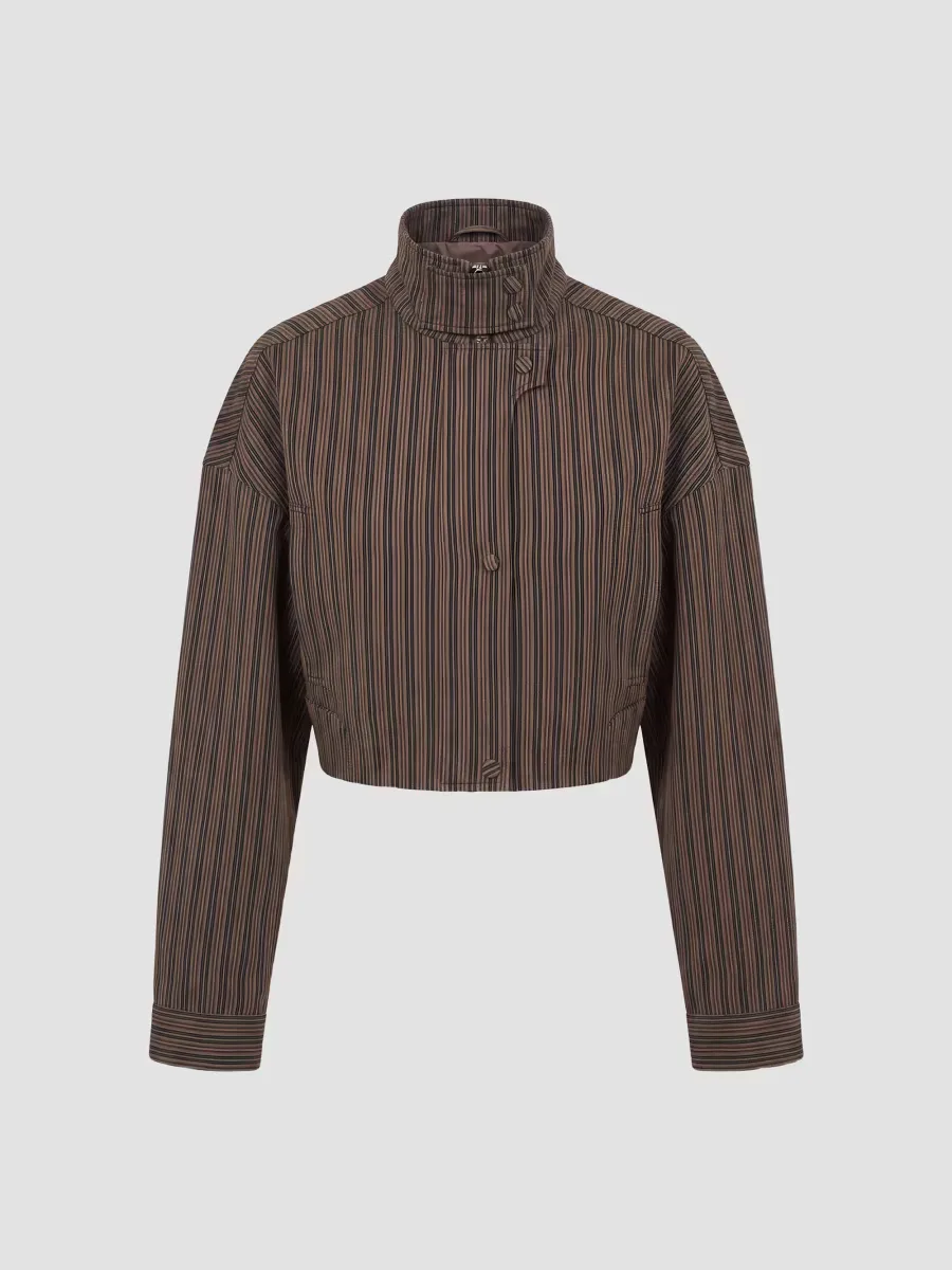 Bronte Striped Crop Bomber Jacket by NICHOLAS