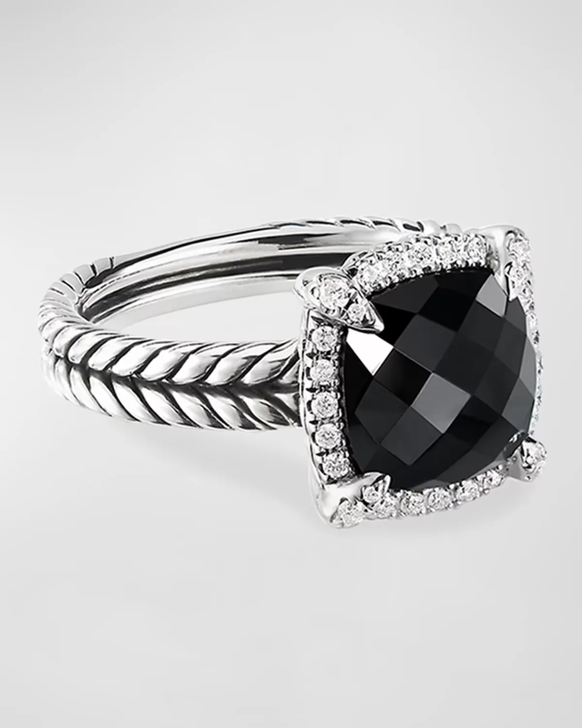 Chatelaine Pav Bezel Ring with Gemstone and Diamonds in Silver, 9mm by David Yurman