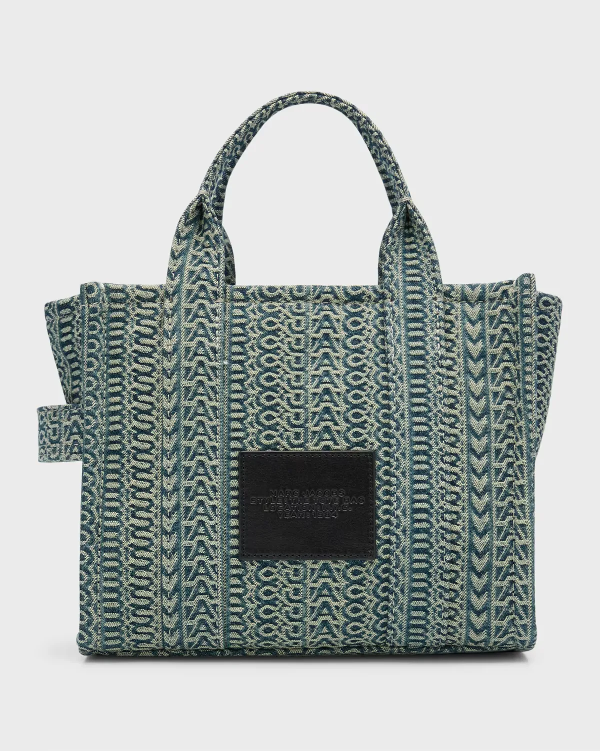 The Washed Monogram Denim Small Tote Bag by Marc Jacobs