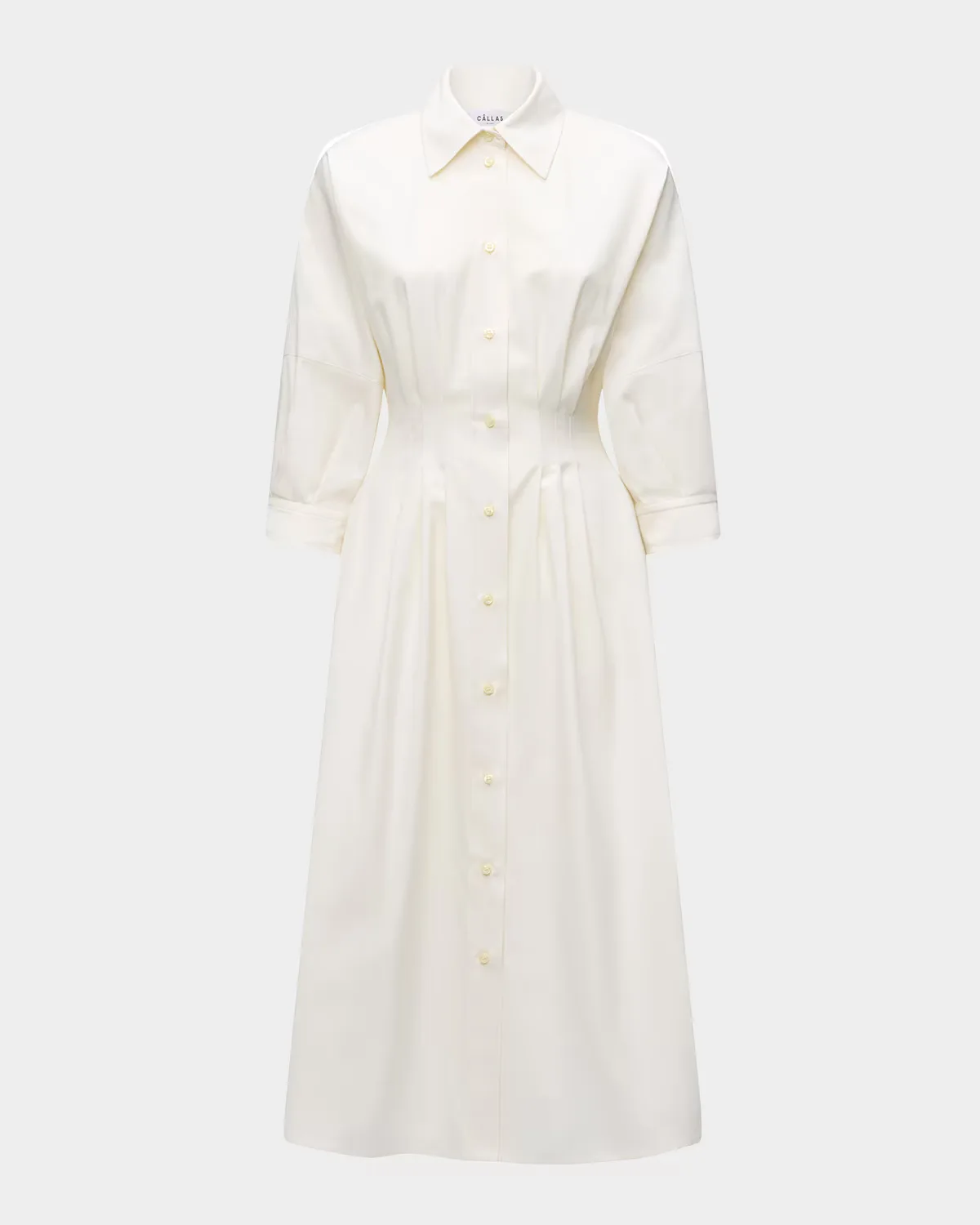 Anais Pleated Cotton Midi Shirtdress by Callas Milano