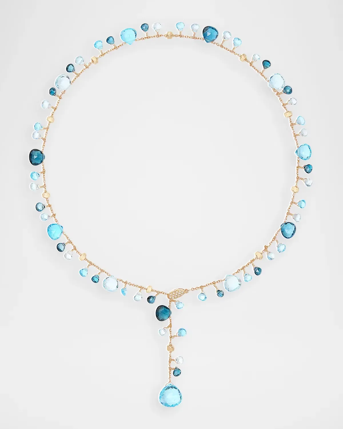 Paradise Topaz 18K Yellow Gold, 0.10 TCW Diamond & Mixed Topaz Lariat Necklace