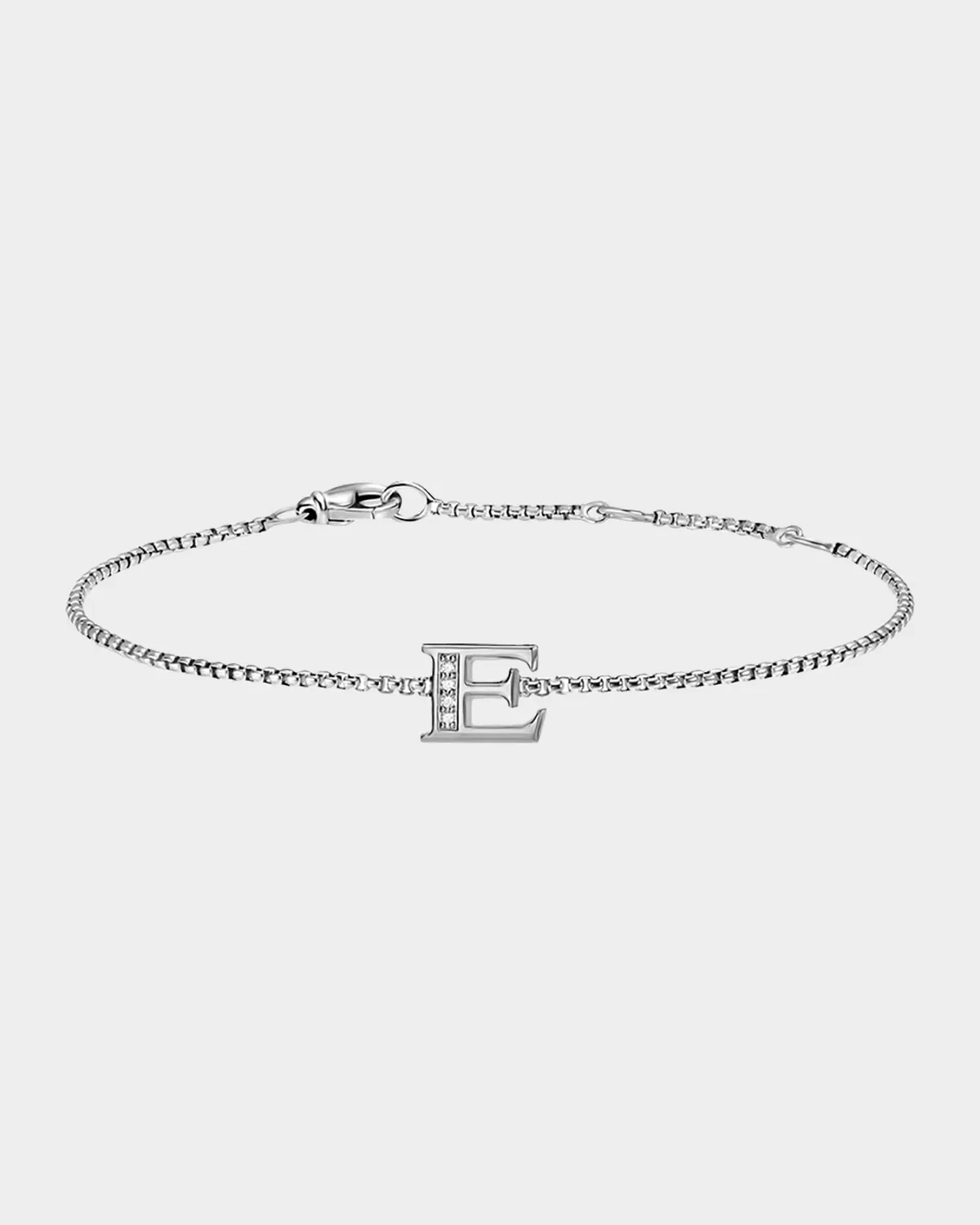 Petite Initial Chain Bracelet with Diamonds in Silver, E by David Yurman