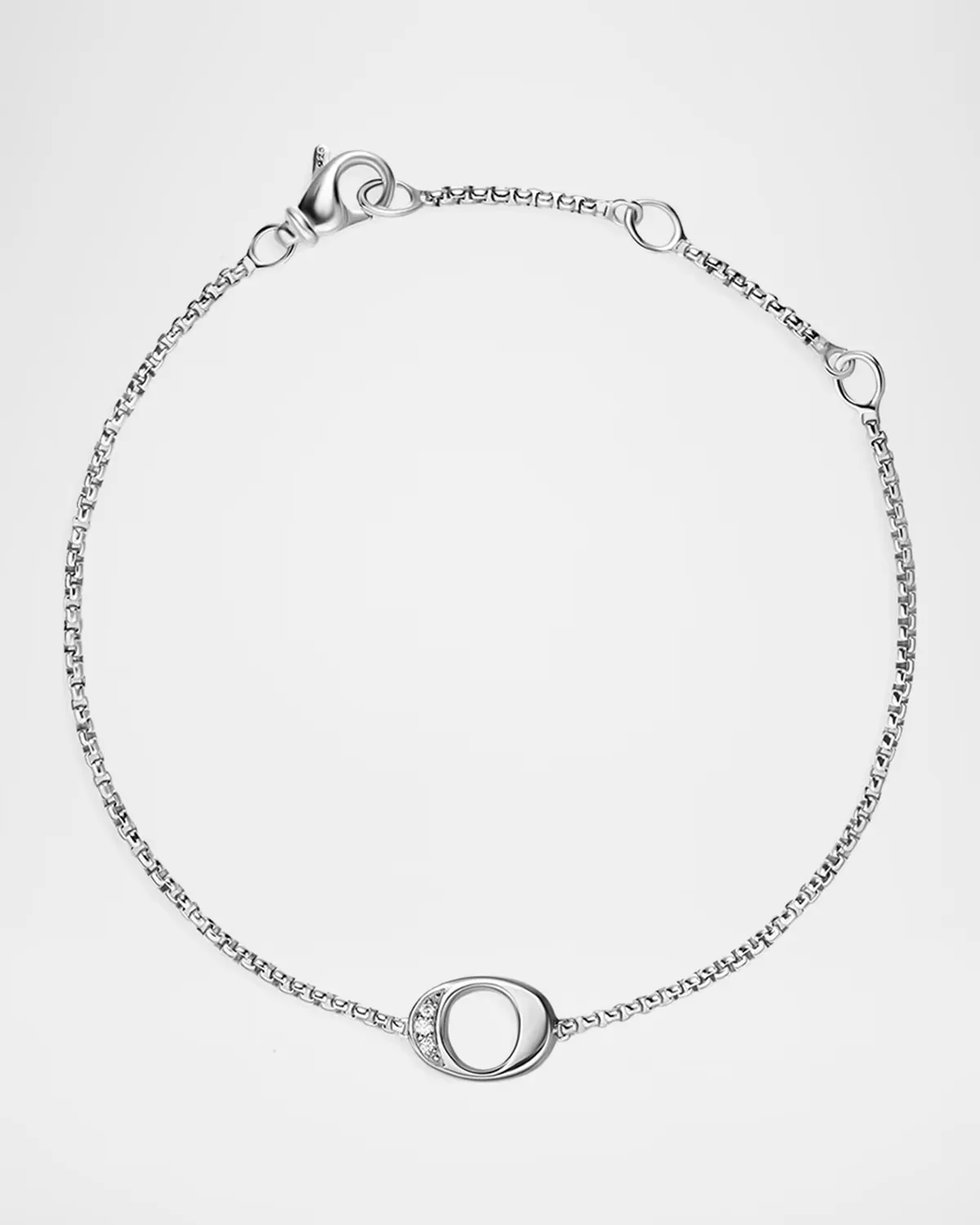 Petite Initial Chain Bracelet with Diamonds in Silver, O by David Yurman