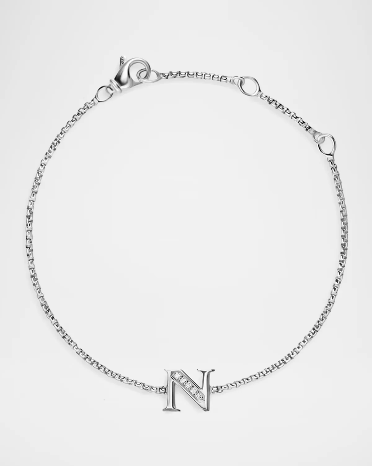 Petite Initial Chain Bracelet with Diamonds in Silver, N by David Yurman