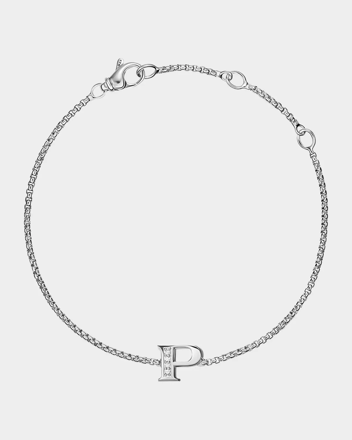 Petite Initial Chain Bracelet with Diamonds in Silver, P by David Yurman