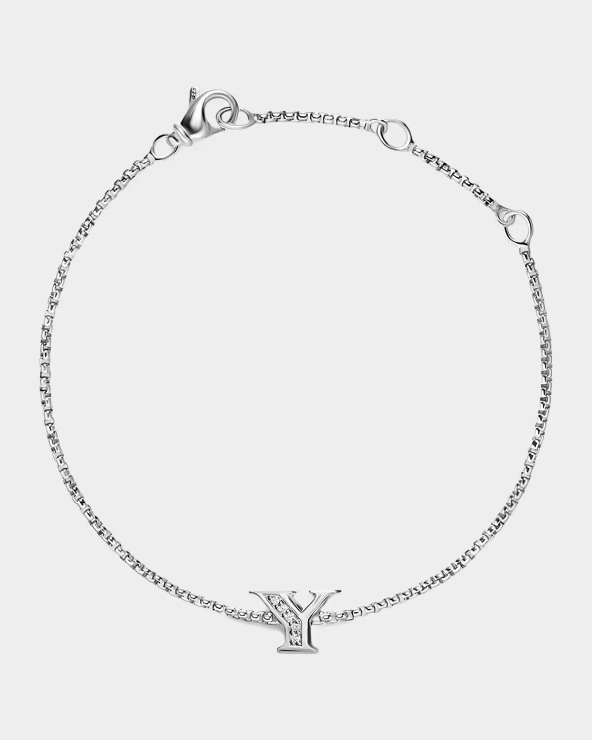 Petite Initial Chain Bracelet with Diamonds in Silver, Y by David Yurman