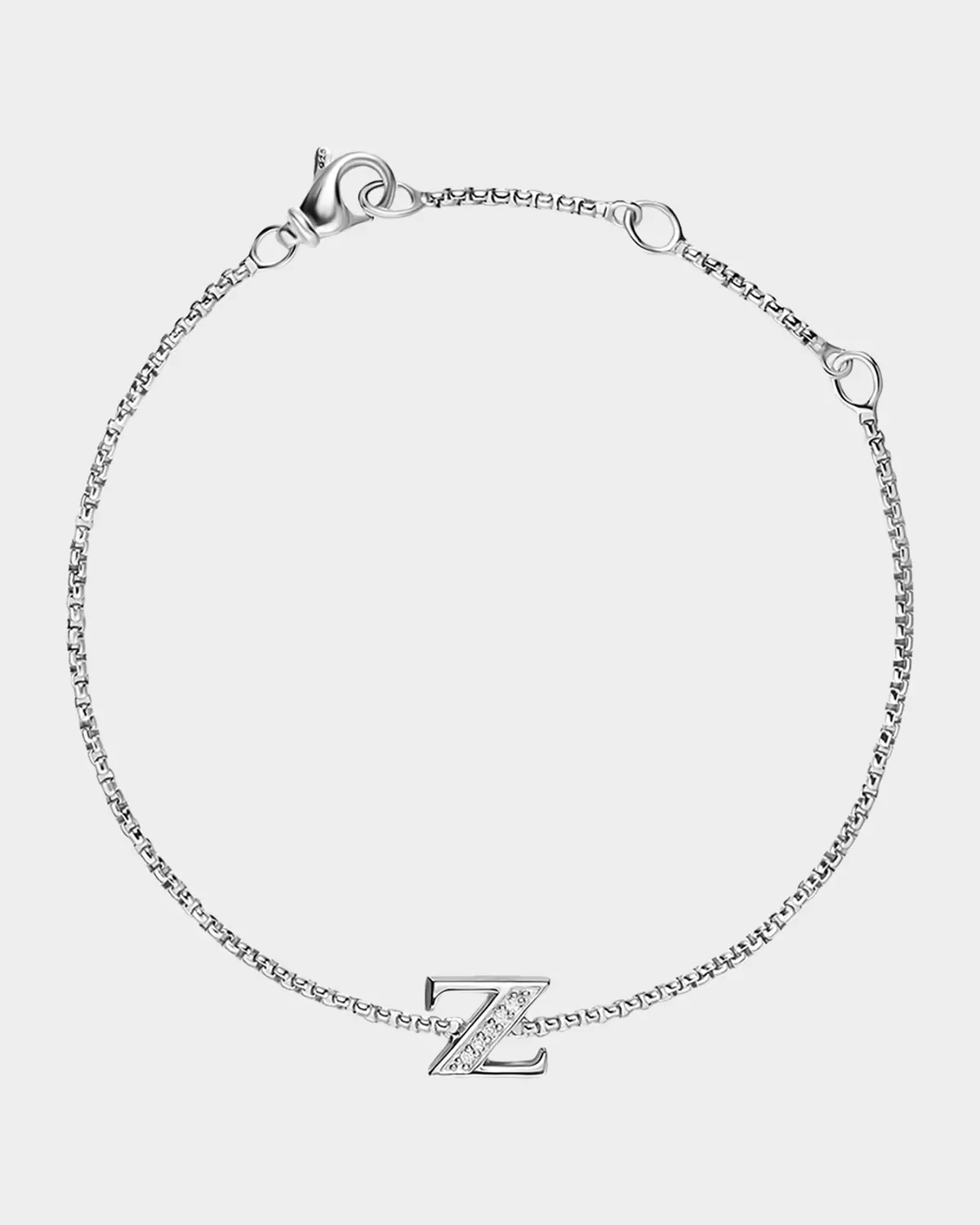 Petite Initial Chain Bracelet with Diamonds in Silver, Z by David Yurman