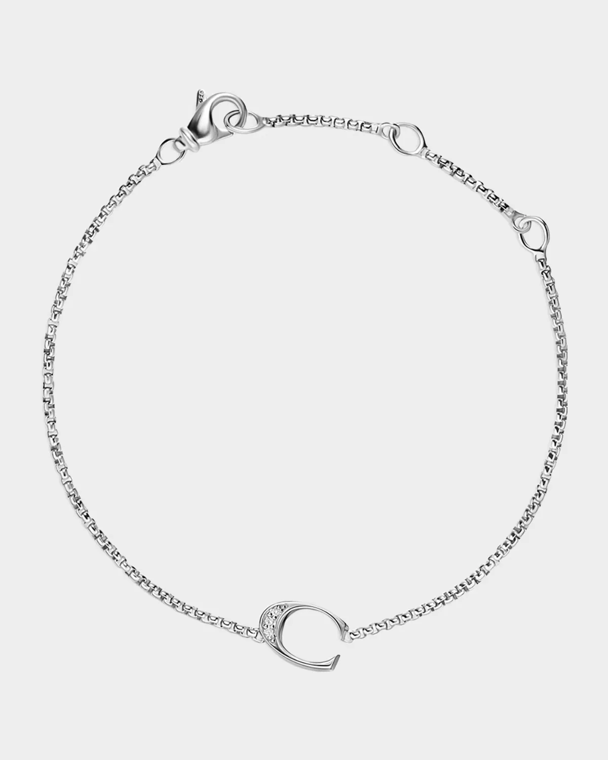 Petite Initial Chain Bracelet with Diamonds in Silver, C by David Yurman