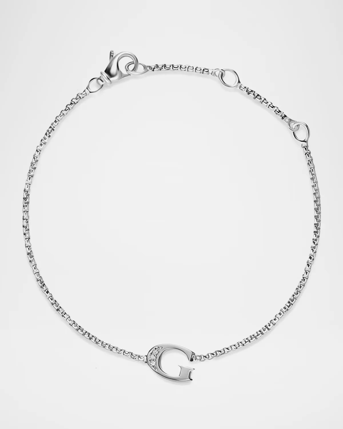 Petite Initial Chain Bracelet with Diamonds in Silver, G by David Yurman
