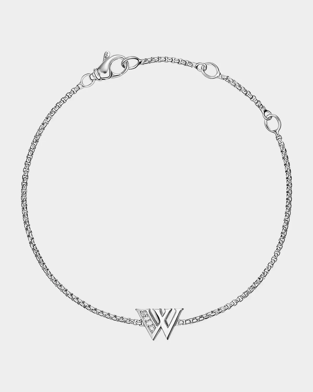 Petite Initial Chain Bracelet with Diamonds in Silver, W by David Yurman