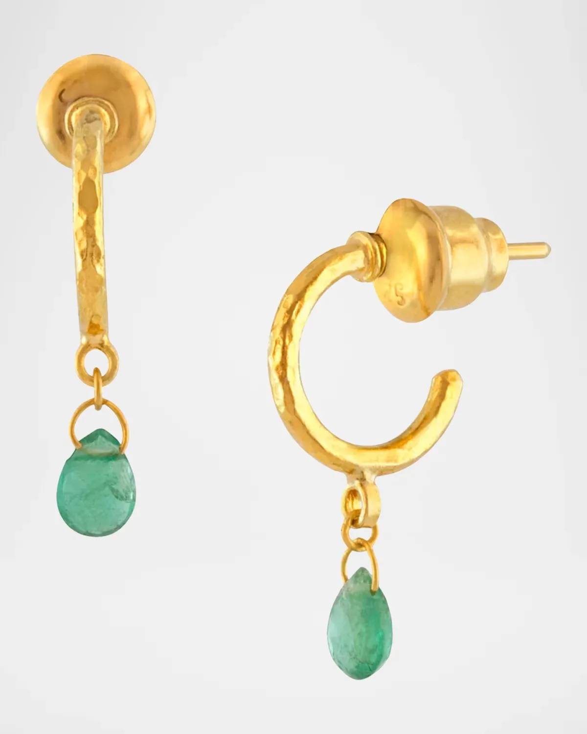 Dew Hue 24K Yellow Gold & Emerald Drop Earrings