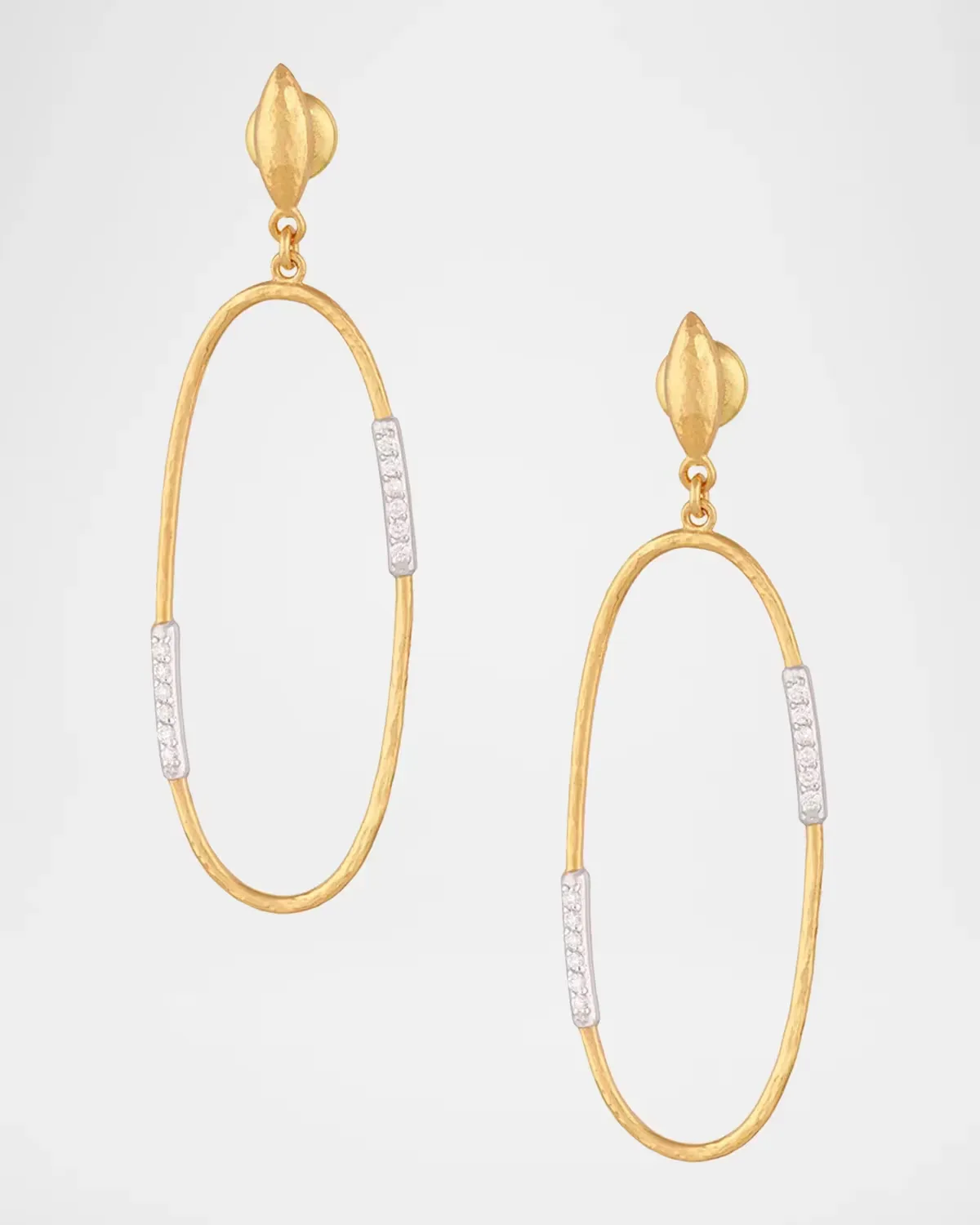 Geo 22K Yellow Gold, 18K White Gold & 0.19 TCW Diamond Oval Drop Earrings by Gurhan