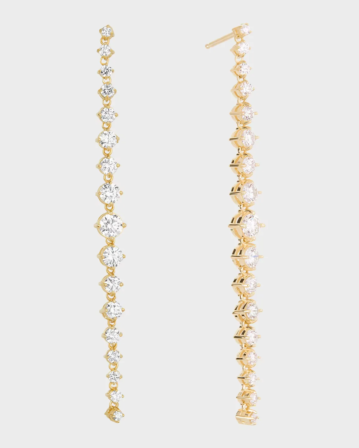 14K Yellow Gold Flawless Linear Moveable Diamond Earrings by Lana