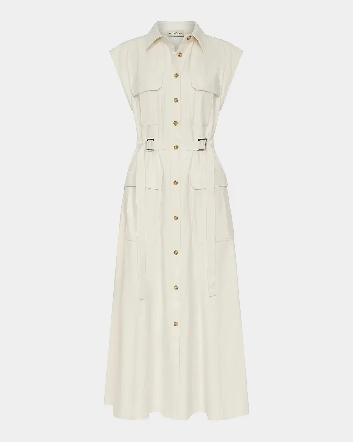 Romina Striata-Print Utility Midi Dress by NICHOLAS