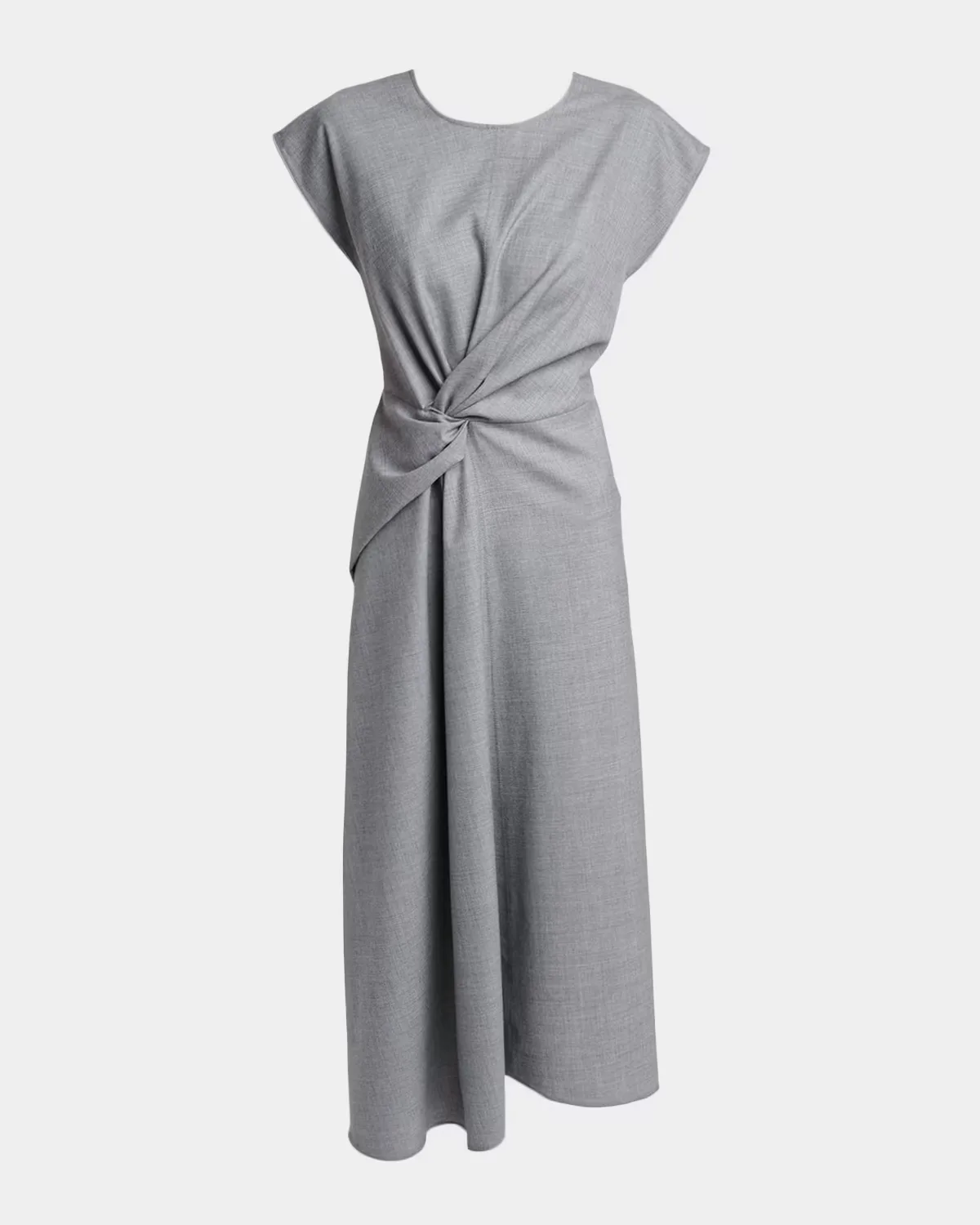 Aria Twisted Wool Cap-Sleeve Midi Dress