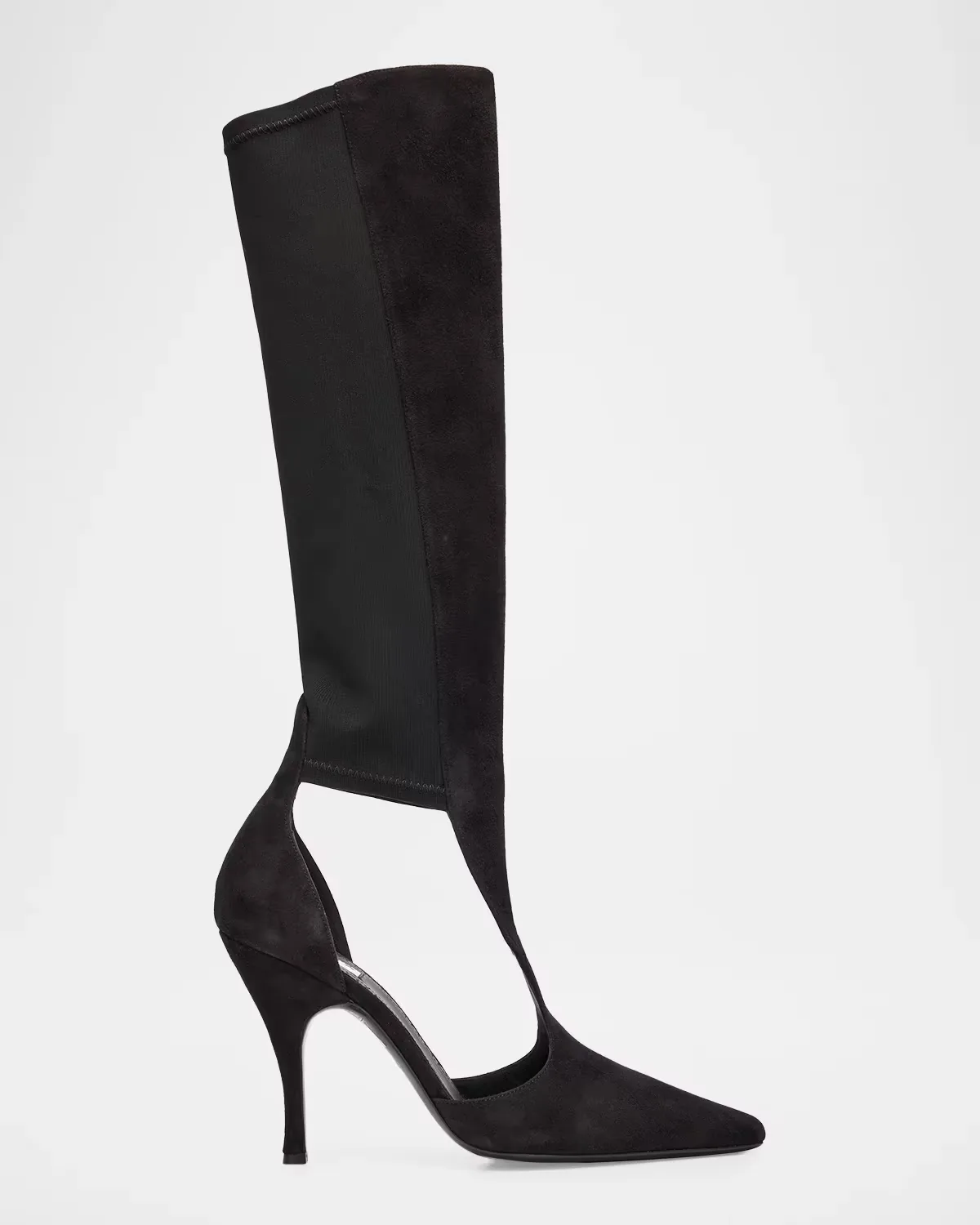 100mm Court Cutout Suede Knee-High Boots by ALAA
