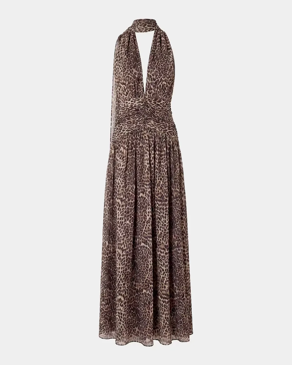 Arella Plunging Leopard-Print Maxi Dress