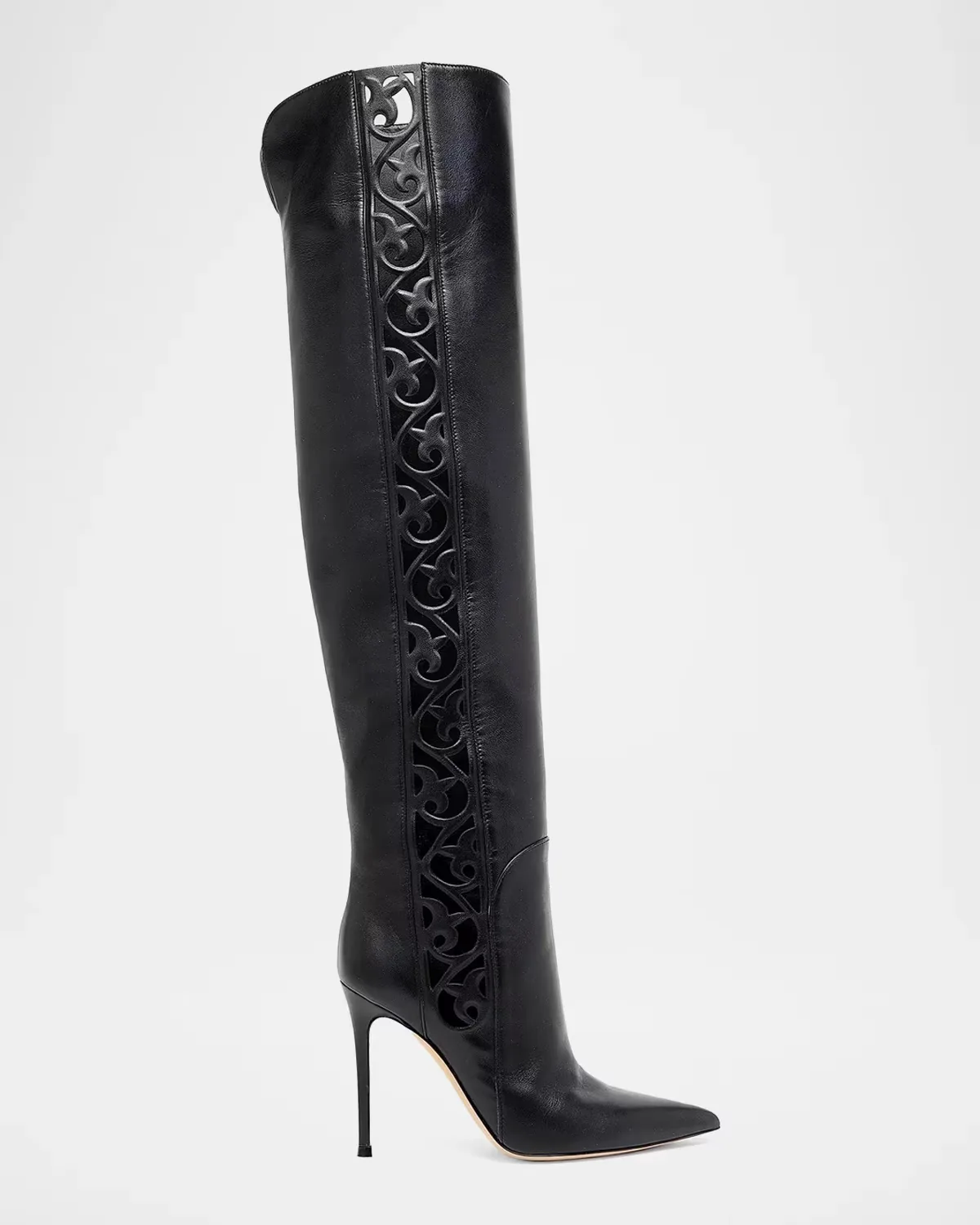 105mm Laser-Cut Leather Over-the-Knee Boots by Gianvito Rossi