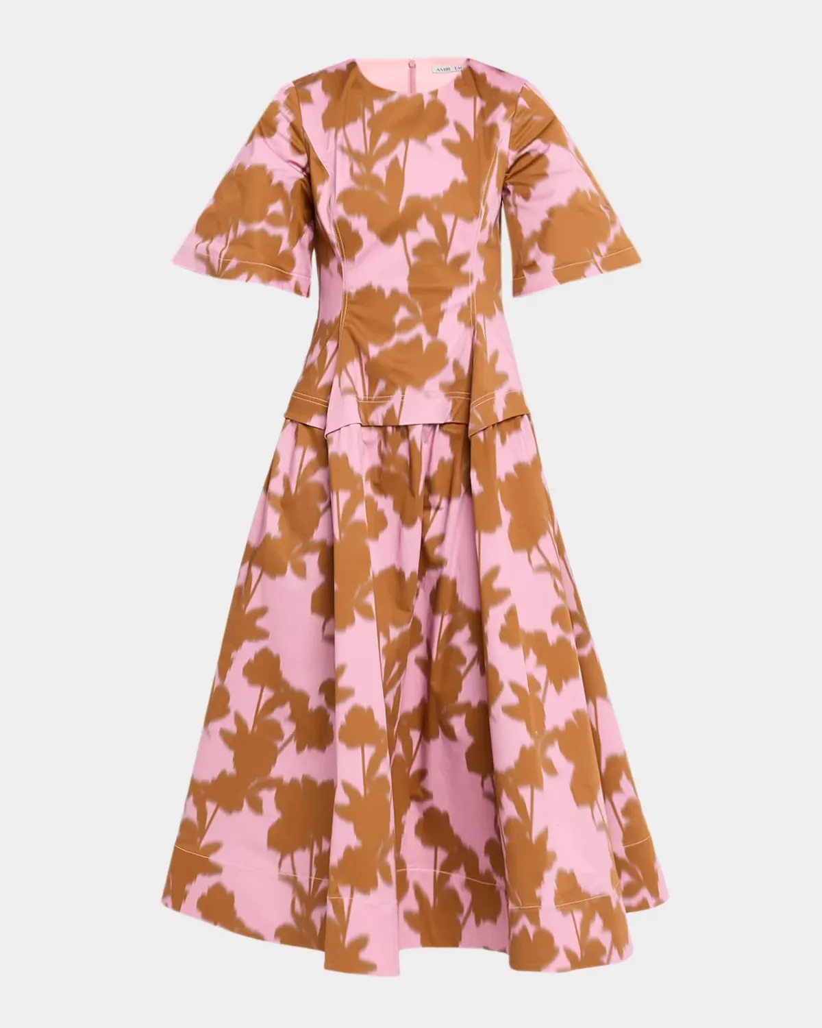 Jillian Blur-Floral Cotton Short-Sleeve Layered Midi Dress by Amir Taghi
