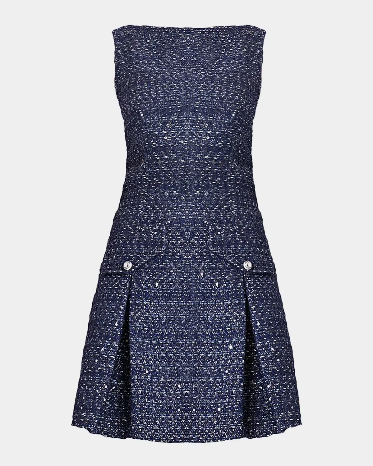 Bradford Pleated Shimmer Tweed Mini Dress by Shoshanna