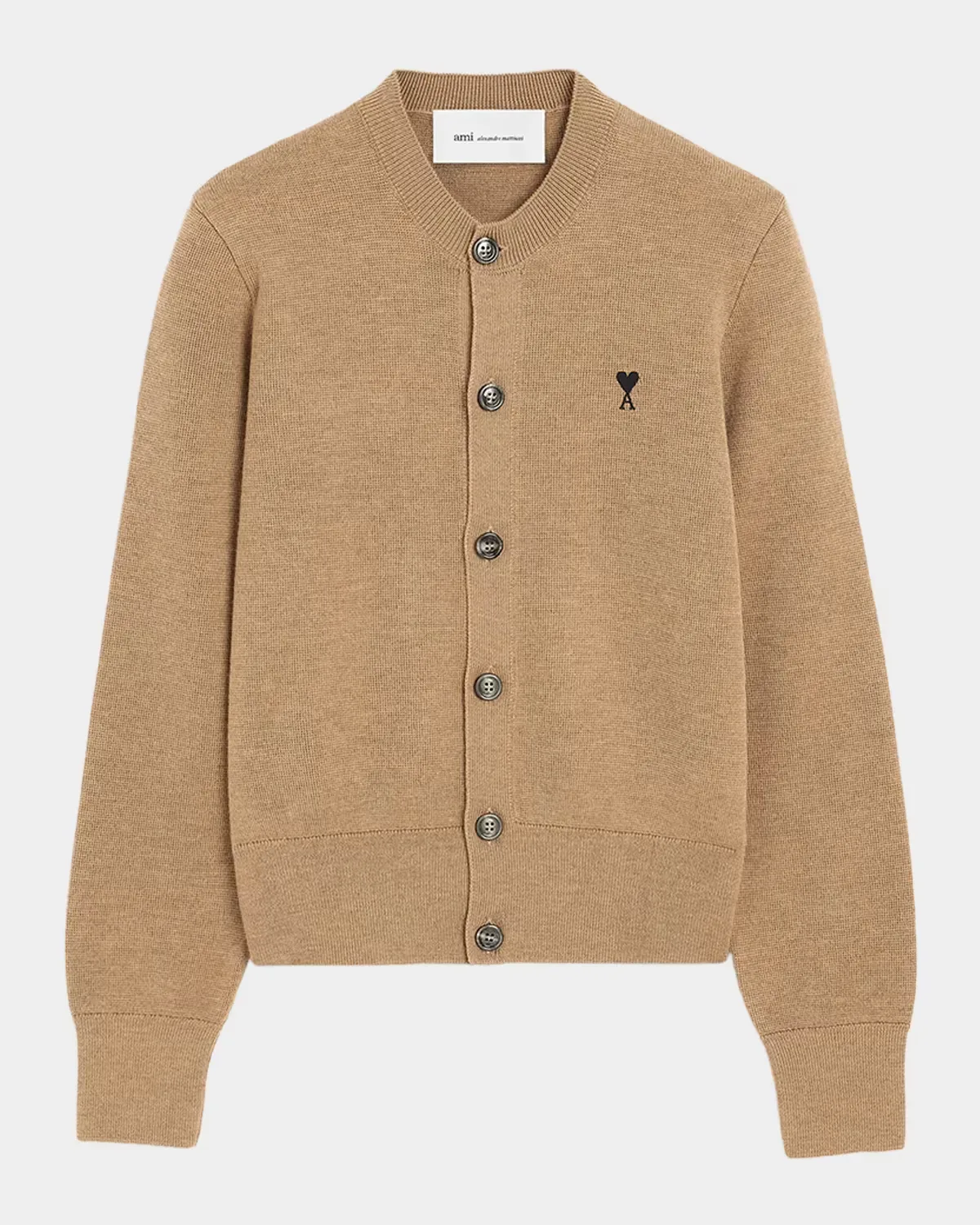 Ami De Coeur Embroidered Wool Crewneck Cardigan by Ami Paris