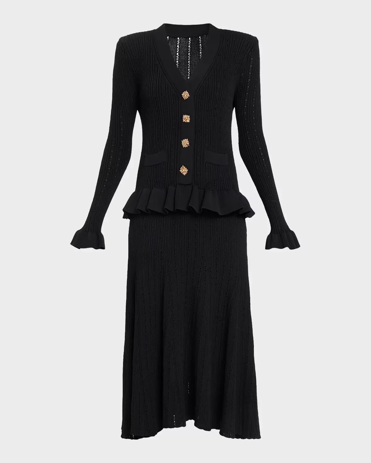 Pointelle Rib Knit Midi Dress by Teri Jon