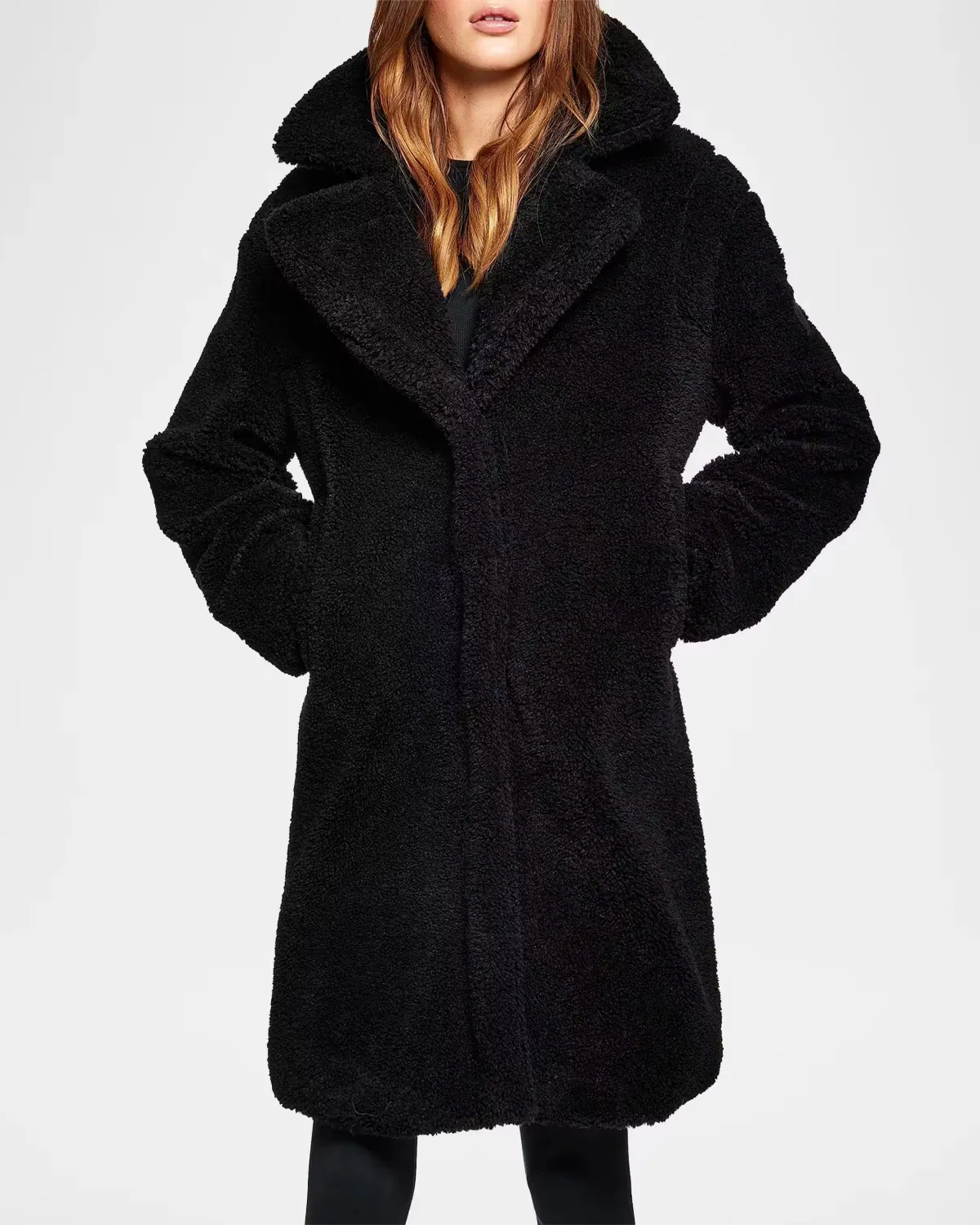 Sherpa Leather-Trimmed Coat