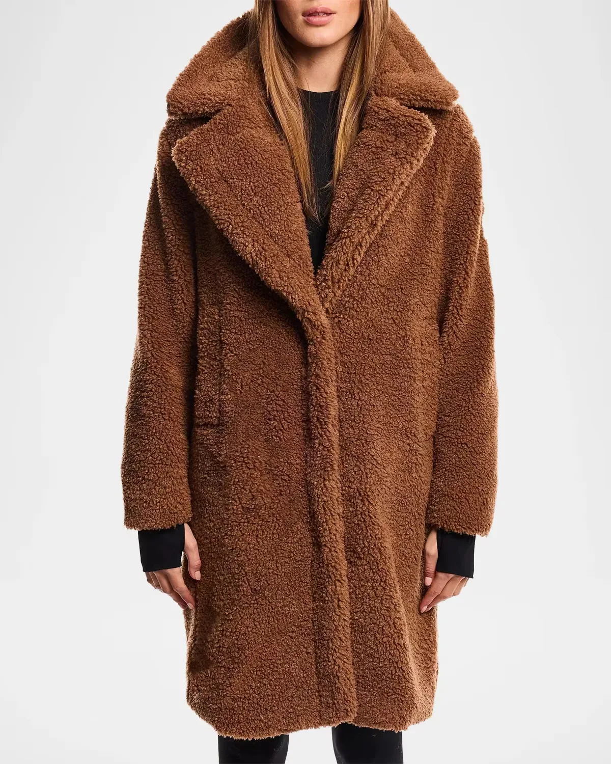 Sherpa Leather-Trimmed Coat