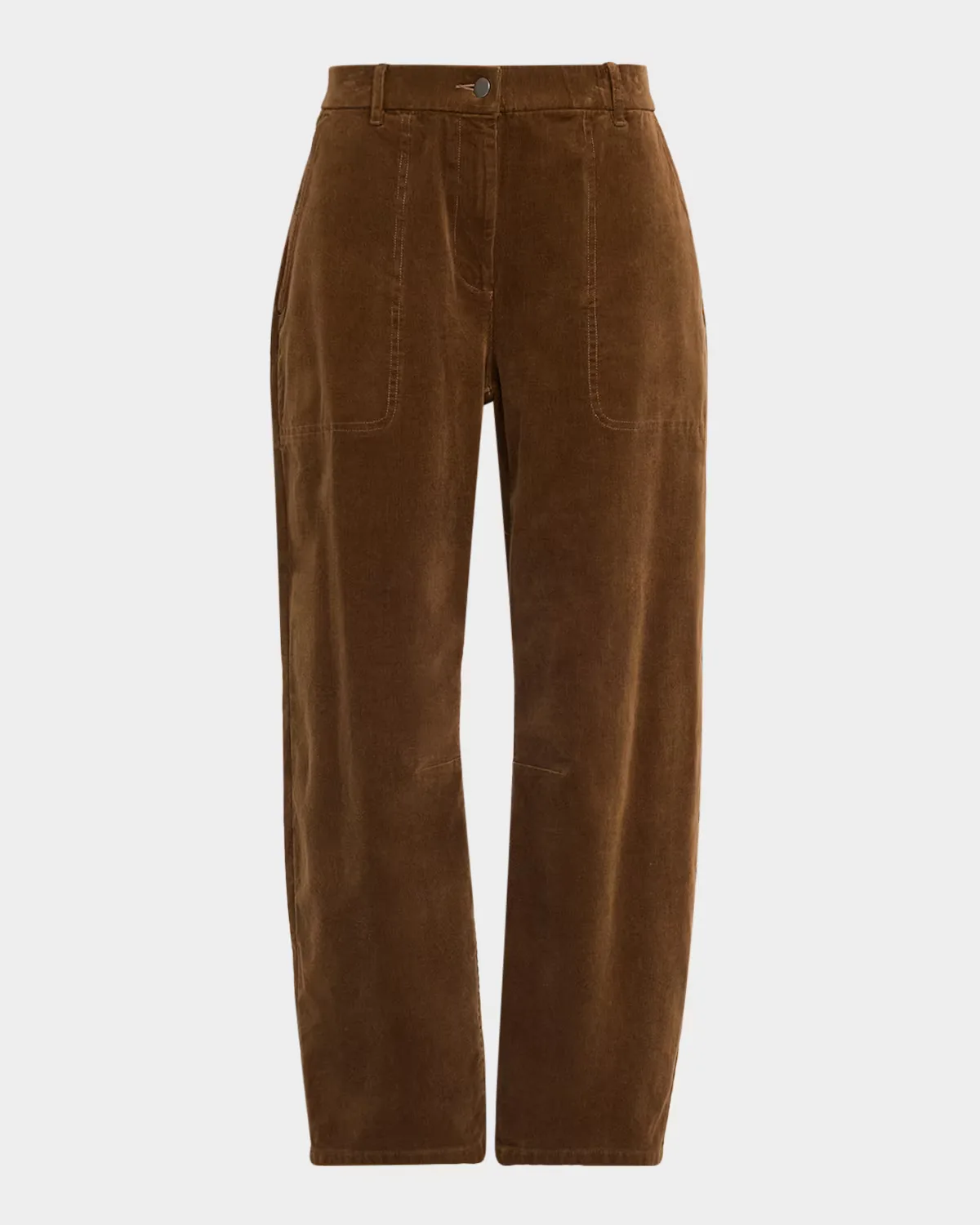 Cropped Barrel-Leg Corduroy Pants by Eileen Fisher
