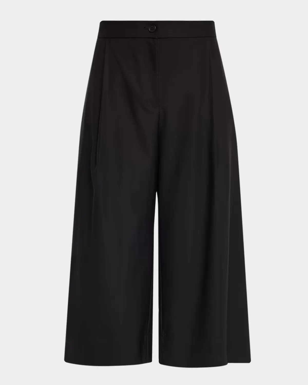 Pleated Wide-Leg Wool Culotte Pants by Eileen Fisher