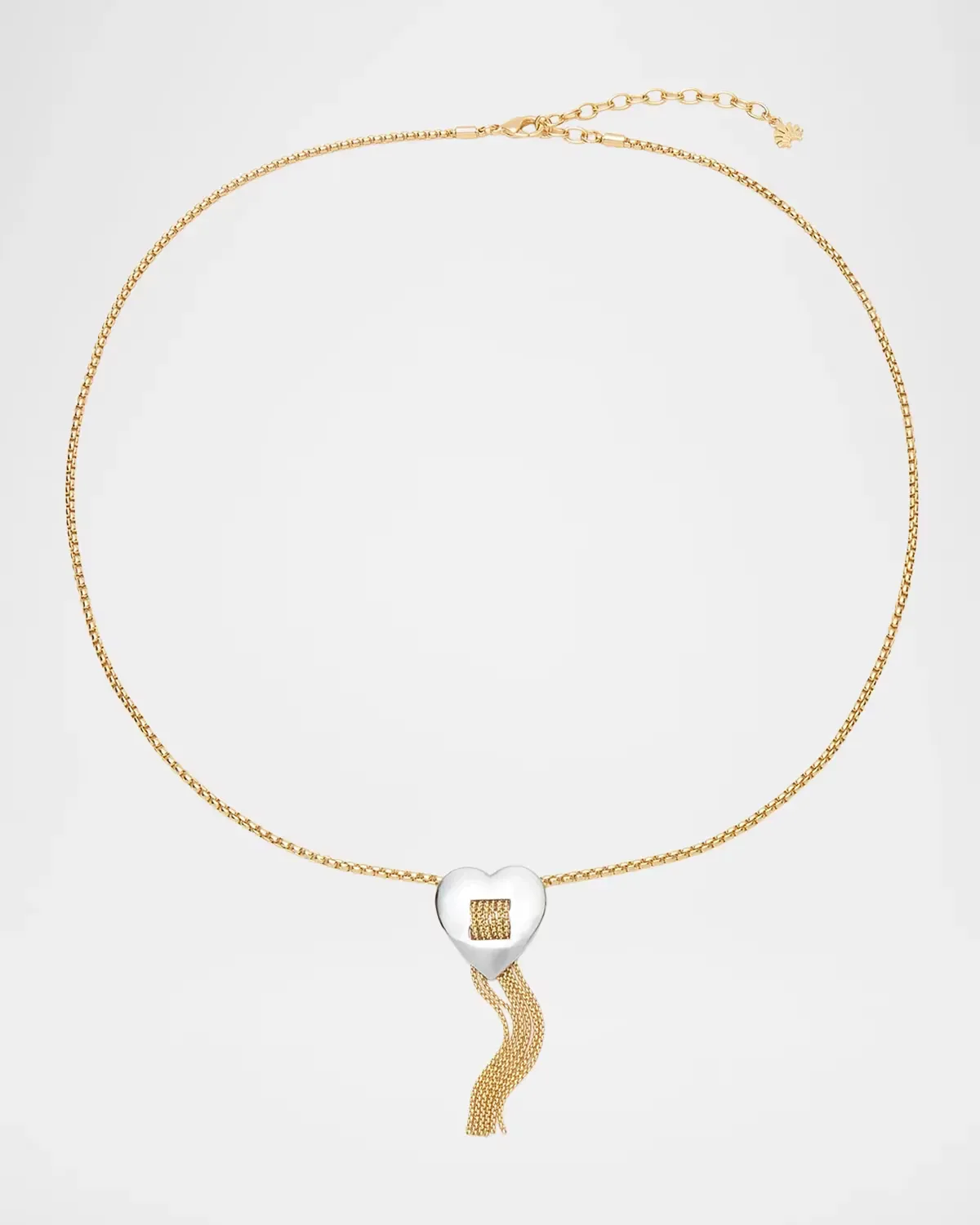 Desert Metal Sweetheart Two-Tone Fringe Pendant Necklace by Lele Sadoughi