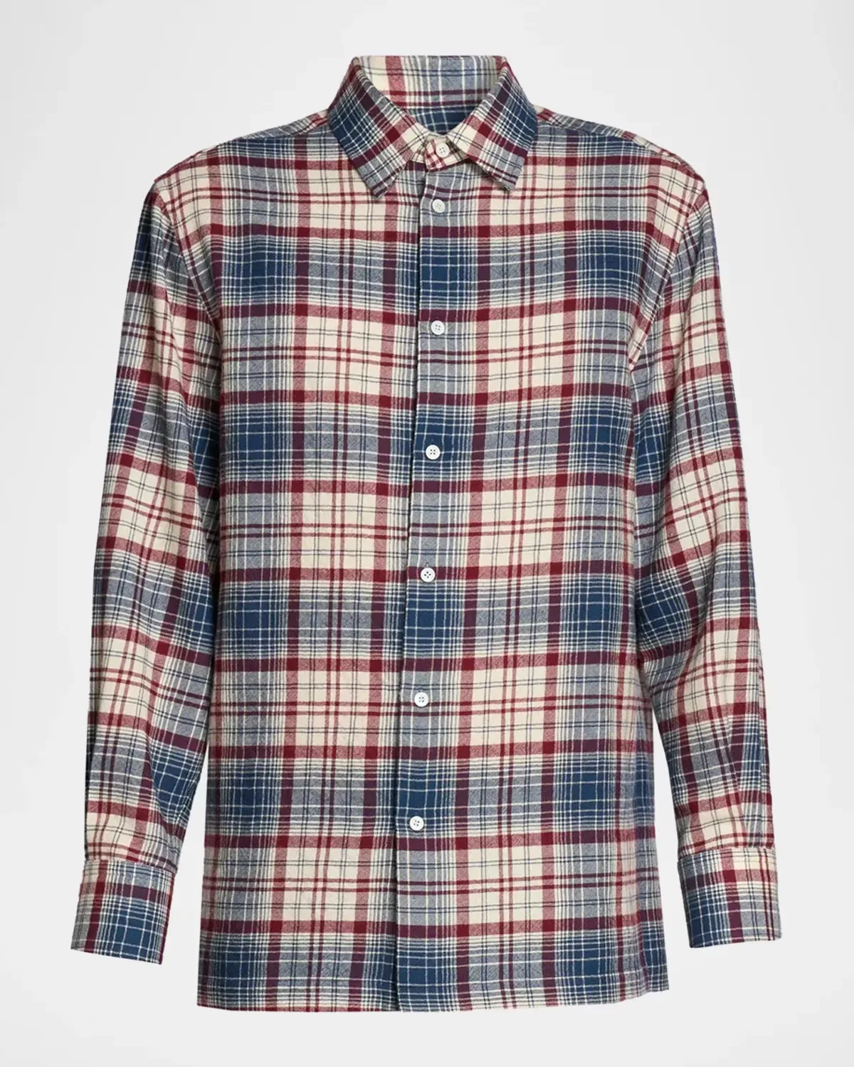 Wool Plaid Button-Front Shirt by Willy Chavarria