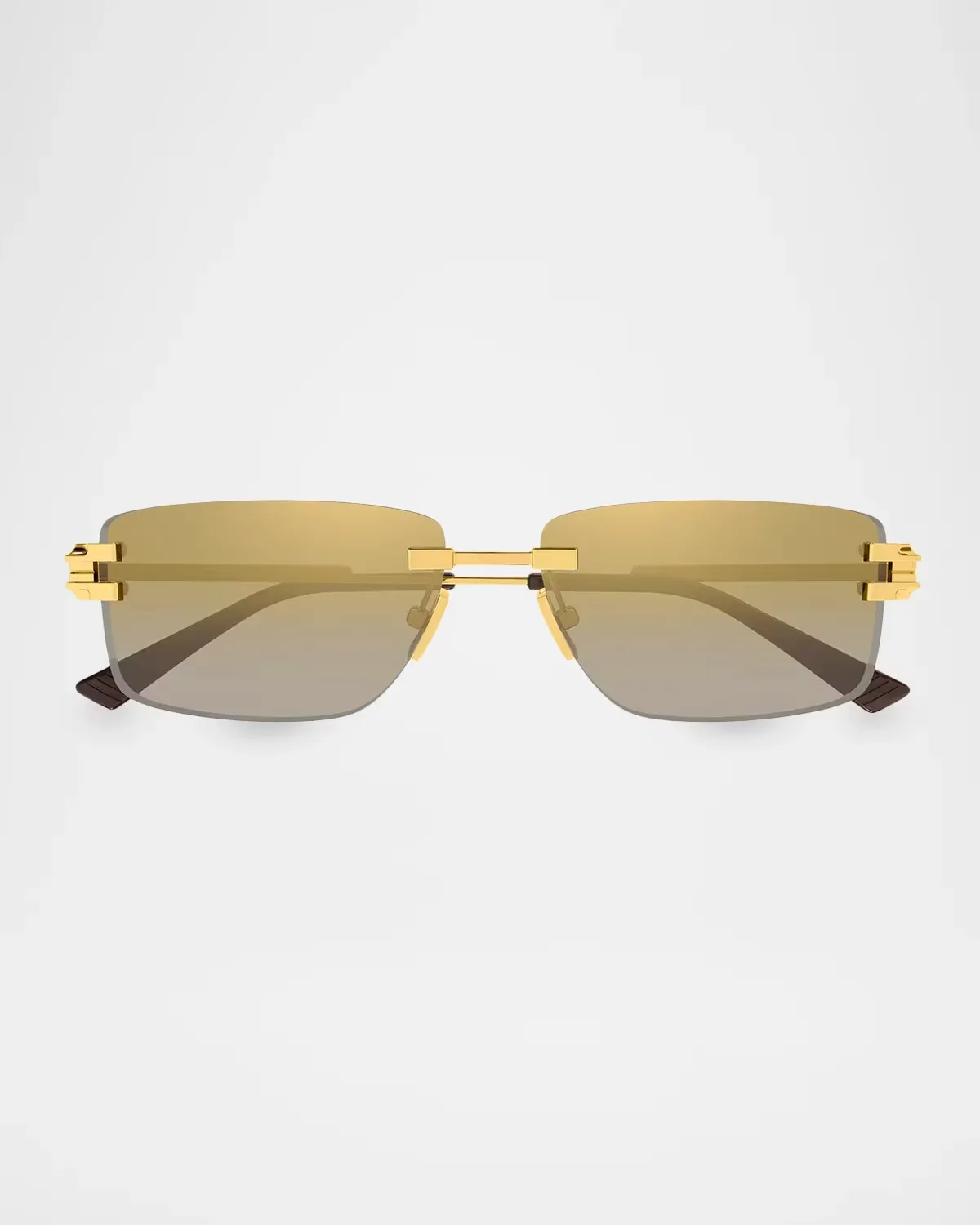 BV1511S Step Ribbon Rimless Metal Rectangular Sunglasses by Bottega Veneta