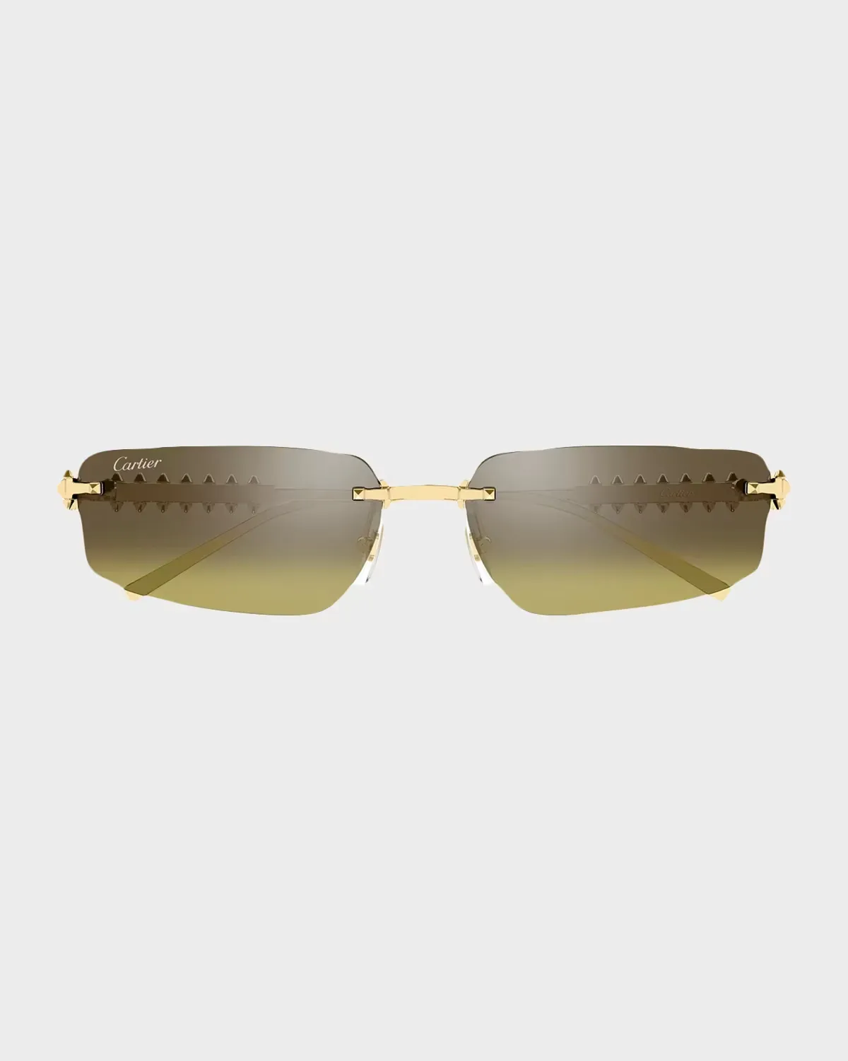 Studded Metal and Nylon Rectangle Sunglasses by Cartier's