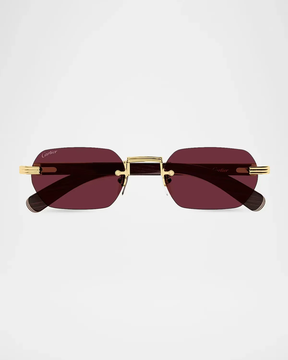 Premire De Cartier CT0362S Metal & Wood Rimless Rectangular Sunglasses by Cartier's