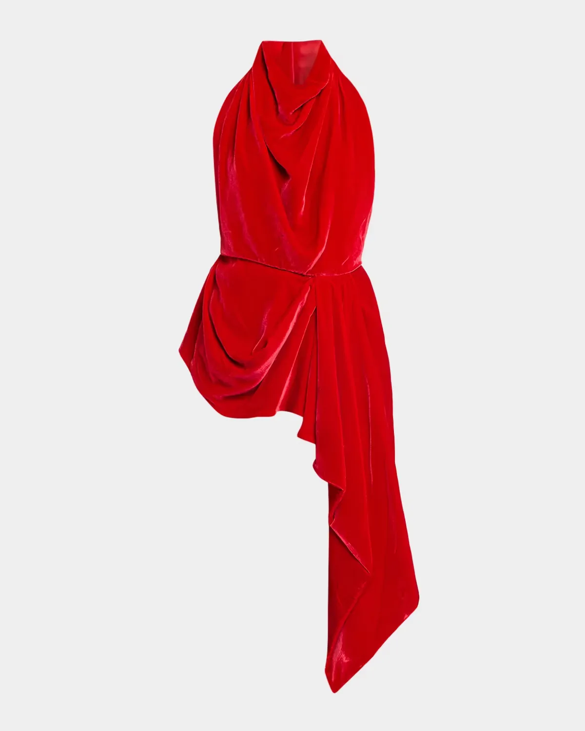 Draped Velvet Halter Backless Top
